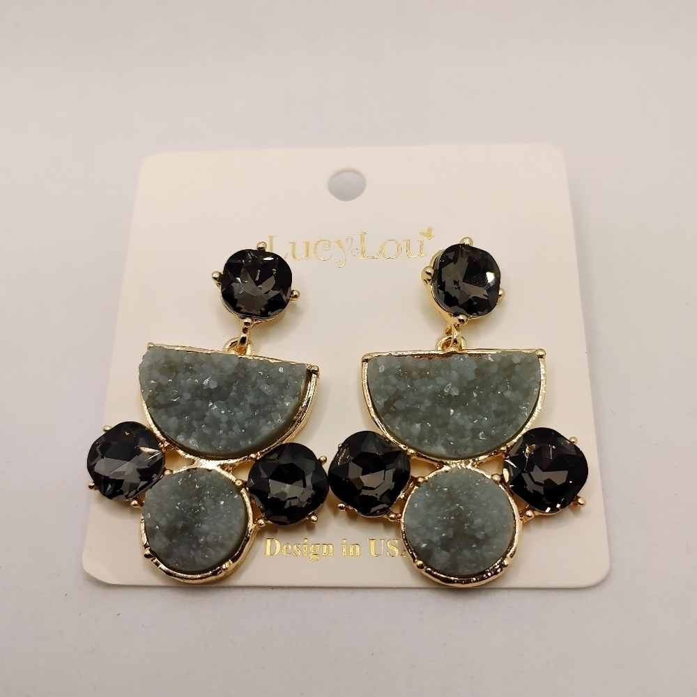 GREY DRUZY STATEMENT DROP EARRINGS NWT - Picture 6 of 8